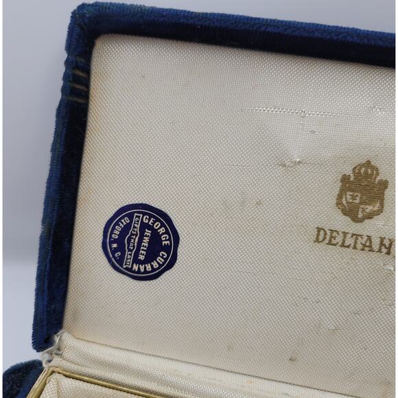 Vintage Velvet Deltah Jewelry Box Presentaion Box Blue 2 Layers Art Deco Design - Picture 12 of 16